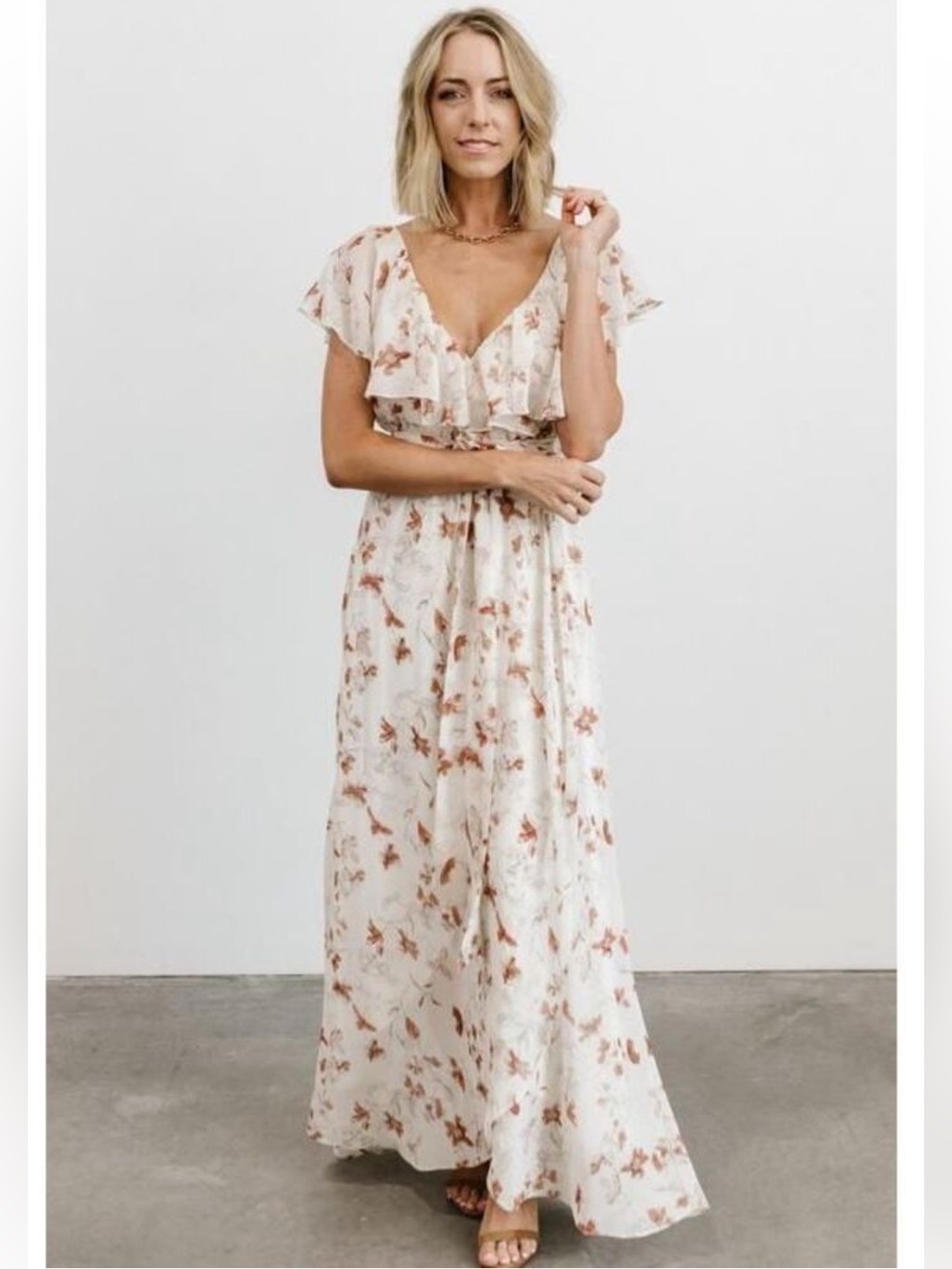 NWT Baltic Born Katya Ruffle Maxi Dress - Rust Floral